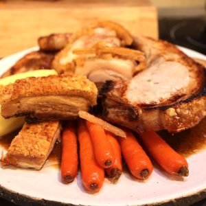 Slow Cooked Pork with Vichy Carrots and Mash