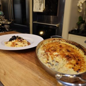 Caramelised Rice Pudding with Spiced Prunes
