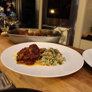Slow Roast Shoulder of Lamb with Persian Rice